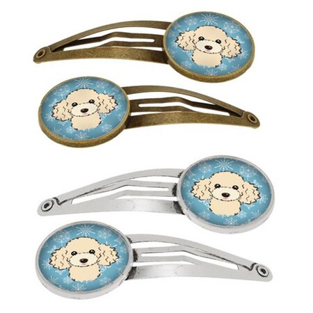 Carolines Treasures Snowflake Buff Poodle Barrettes Hair Clips, Set of 4, 4PK BB1692HCS4